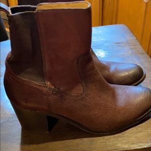 Frye Brown Heeled Booties